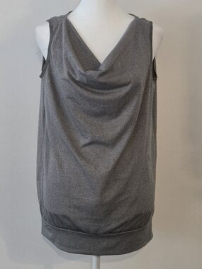 Women's Grey Sleeveless Drape Neck Tank Top